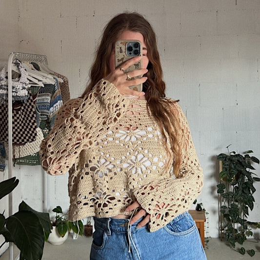 handmade crochet flower sweatshirt